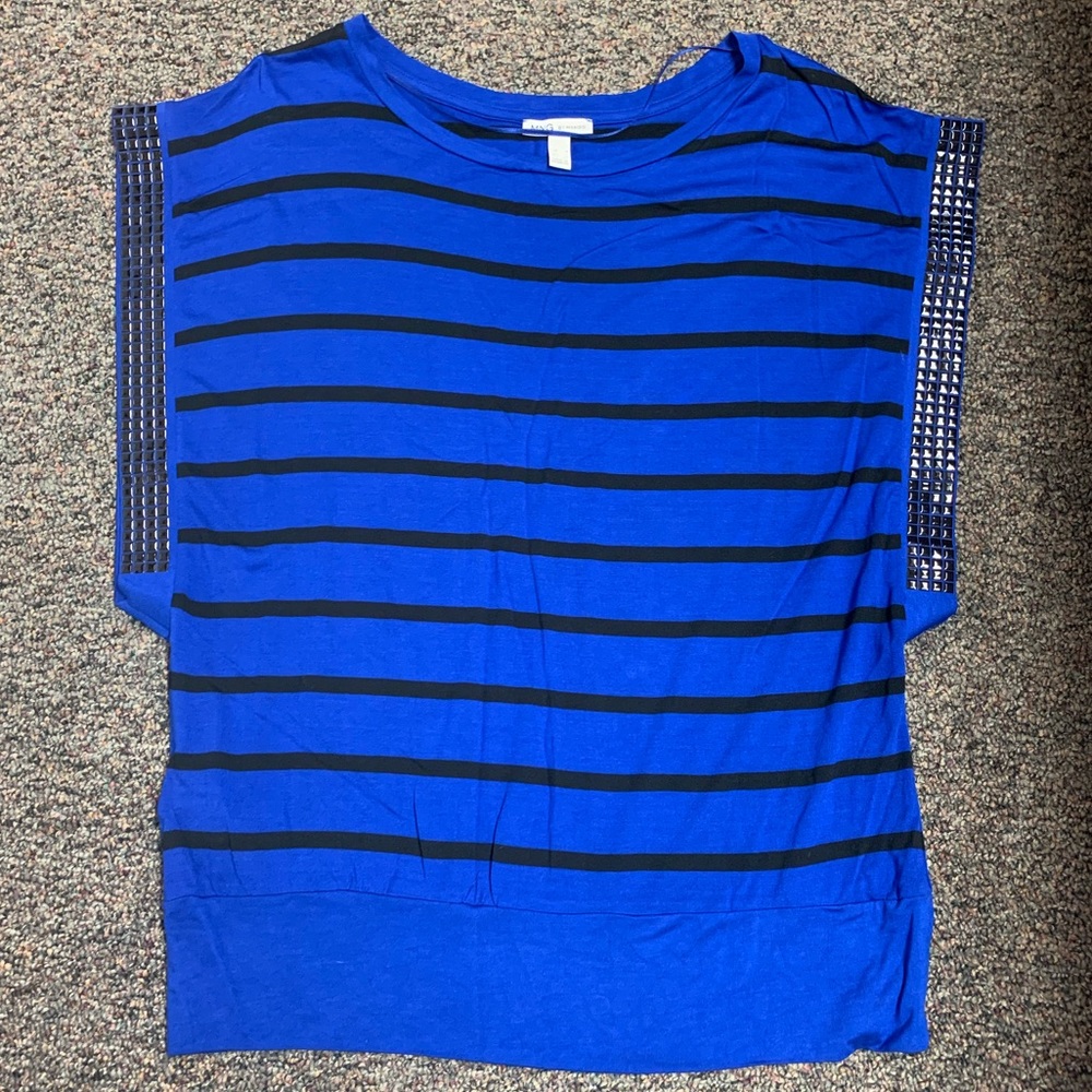 Blue & Black Dolman Sleeve Top Small